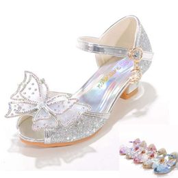 Assepoester Kids Party Princess Dress Lederen Wedges Glip op Jasmine Girls Shoes Sandals L2405 L2405