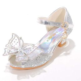 Assepoester schoenen voor meisjes hiel kinderen prinses jurk feestje lederen wiggen kinderen vlinder slip op bruiloft ballerina flats l2405 l2405