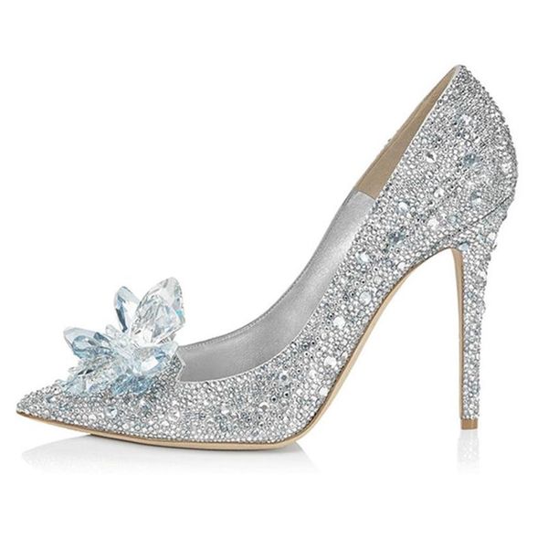 Cendrillon Chaussures Pour Mariage Brillant Bling Strass Talons Hauts Femmes Pompes Bout Pointu Cristal Chaussures De Mariage 9cm Chaussures De Mariée Ch322u