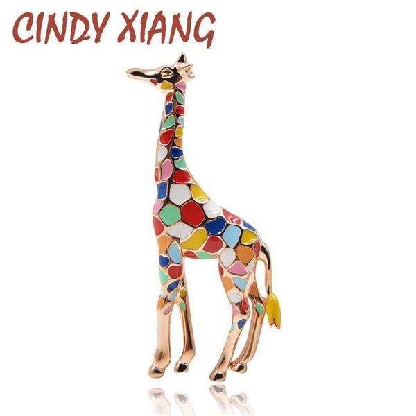 Broches de jirafa esmaltados Cindy Xiang para mujer, broche de animal lindo, joyería de moda, regalo de Color dorado para niños, Broches exquisitos T1257O