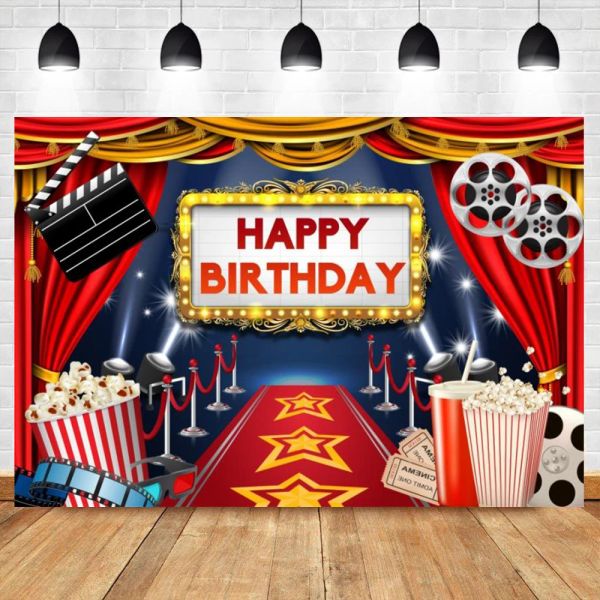 Cinéma Film Thème d'anniversaire Photo Tell Popcorn Popcorn Stage Red Carpet Birthday Party Photocall Photography Background Photo Studio