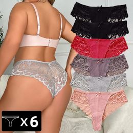 Cinvik 6pcs femmes culotte sexy strings s4xl gstring sous-vêtements lowrise féminin burses dames samis plus taille tangas 240407