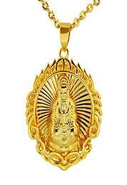 Cercle Bouddha Pendant Collier Chaîne 18K Croyeuses bouddhistes en or jaune remplies Bijoux pour hommes Gift 2337814