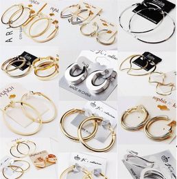 Circle Fashion Hoop Earrings for women European American Pure Copper Exaggerated Glossy Earring Mixed Batch Nightclub Sexy Jewelry8545839