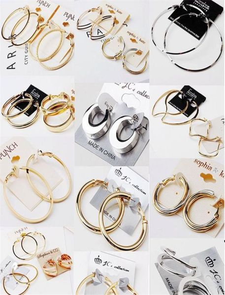 Boucles d'oreilles de cerceau de mode cercle pour femmes européen américain cuivre pur exagéré exagéré boucles d'oreille brillantes et boîte de nuit de nuit bijoux sexy1043630