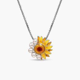 cercle pendentif collier bijoux de mode cristal pendan bijoux de lait maternel colliers designer tournesol perle d'eau douce chaîne de claviculecollarbone chain