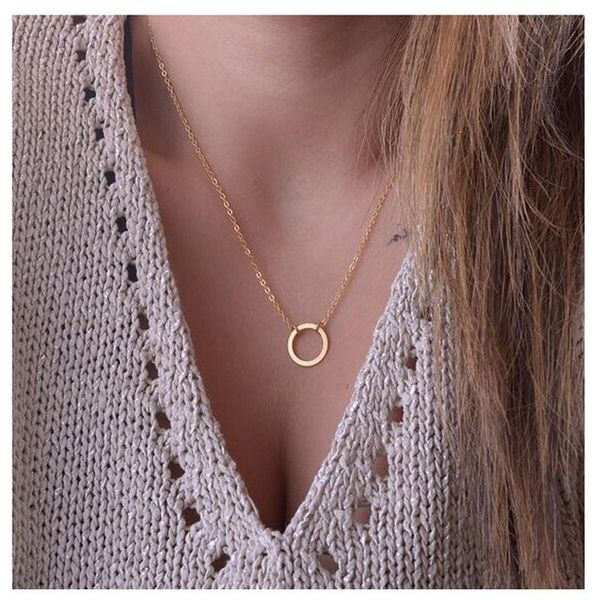 Collier pendentifs cercle collier éternité Karma Infinity or bijoux minimalistes délicat pour toujours collier cercle Gif3074