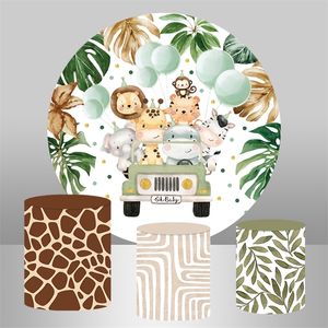 Circle Round Backdrop Cover Jungle Safari Baby Shower PO Achtergrond voor jongen 1e verjaardagsfeestje Decor Dieren Banner 220614