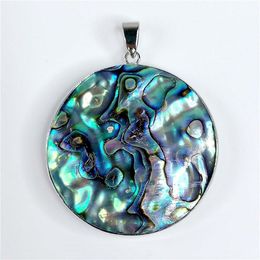 Cercle Rond Pendentif Abalone Naturel Bleu Vert Paua Coquille Paon Abalone Ocean Resort Cadeau 5 Pièces292m