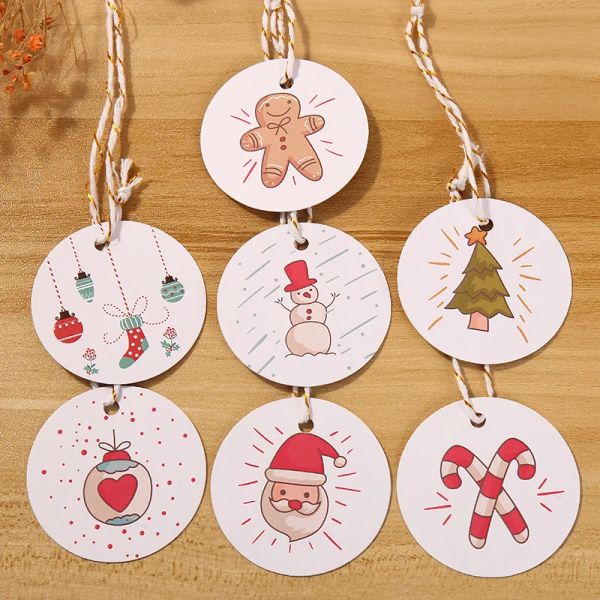 Cercle Shape Christmas Kraft Paper Gift Label Tags Handmade Bijoux Charms Tags DIY Candy Label Noël Favors Decorations Gift Decorations Tag