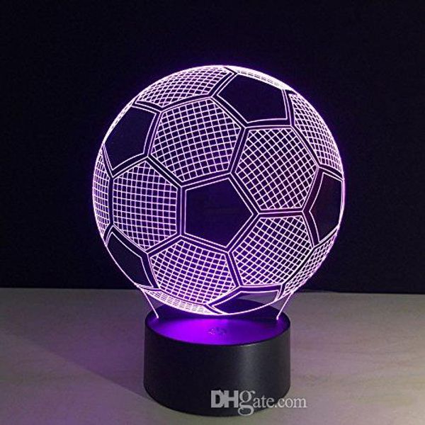 Cercle Sport Football Football 3D Optique Illusion Lampe 7 Couleurs Changer Bouton Tactile et 15 Touches Télécommande LED Table Bureau Nuit pour