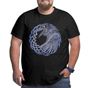 Circle Viking Eagle T-shirts en coton surdimensionnés pour hommes, hauts de grande taille, T-shirts graphiques pour hommes High Street, été 2021 Y220214