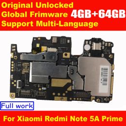 Circuits Boîte principale déverrouillée d'origine pour Xiaomi Redmi Note 5A Prime 64 Go Mother Board avec puces Circuits Flex Cable Global Frimware Miui