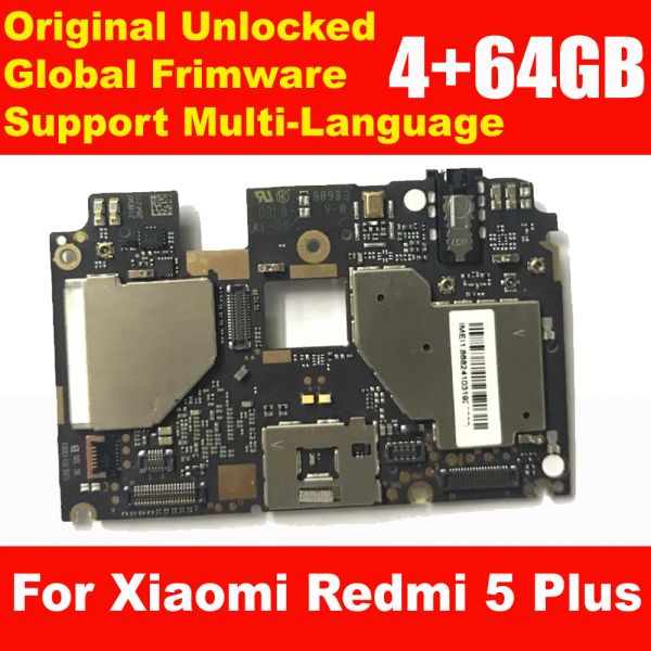 Circuits Boîte principale déverrouillée d'origine pour Xiaomi Redmi 5 Plus 4 Go 64 Go Rom Chips complets Card Card Free Motherboard Global Frimware 5Plus