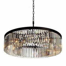 Circulaire Lustres En Cristal Pendentif Lampe Vintage Fer Pendentif Lumière Loft Industriel Rétro Rond Droplight Bar Café Chambre Americ213T