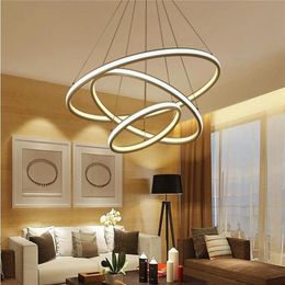 Lámpara colgante LED moderna circular, iluminación de araña de doble brillo, luces colgantes de aluminio para comedor, sala de estar, luces interiores 2635