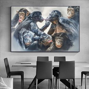 Cirque singe batteur musique avec toile abstraite mur art impression peinture affiche photo pour salon décoration de la maison