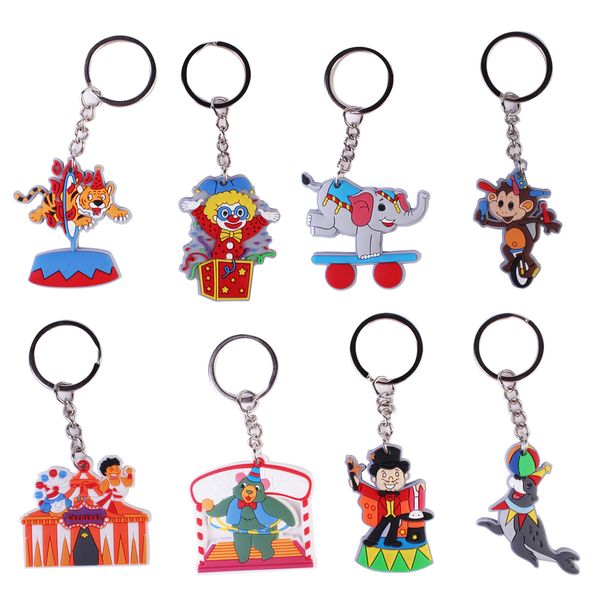 Cirque Party Favors 8 conceptions Cirque Porte-clés pour Enfants Carnaval Clown Thème Fête D'anniversaire Décoration Fournitures