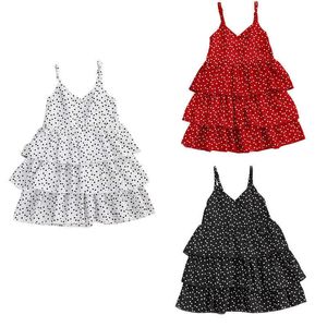 Citgeett été 2-6 ans enfants bébé filles robe à bretelles mode décontracté petit amour coeurs sans manches col en v en mousseline de soie robe de gâteau Q0716