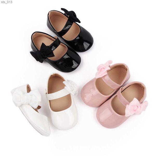 Citgeett Summer Infant Baby Girls Cute Soft Sole Bowknot PU Zapatos planos de cuero Primeros pasos antideslizantes Primavera Otoño Zapatos L230518