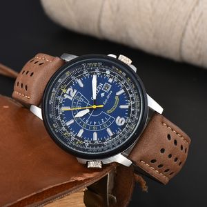 Citize Relojes de pulsera para hombres Nuevo 2024 Relojes para hombre Reloj de cuarzo con tres agujas Reloj de diseño de lujo superior de alta calidad Cinturón de cuero y acero Moda Ángulos azules