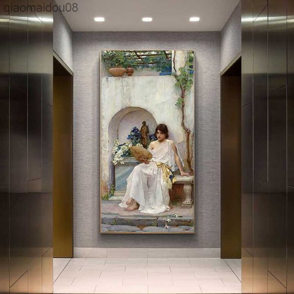 Citon Canvas pintura al óleo John William WaterhouseThe Toilet 1889Artwork Poster Picture Modern Wall Art decor Decoración del hogar L230704