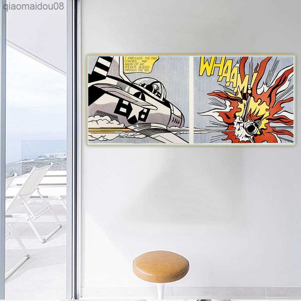 Citon Roy LichtensteinWhaam 1963 Arte pop Lienzo Pintura al óleo Obra de arte Imagen Fondo de pared Decoración Hogar Sala de estar Decoración L230704