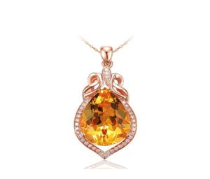 Citrine Pendante Drop Forme 18K Rose Gold plaqué jaune diamant pendentif coloré Bijoux Collier8220793