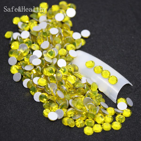 Citrine Rhinestones Mack Flat Round Nail Art Decoraciones y piedras Non Motfix Rhinestones Cristales para DIY Glass M