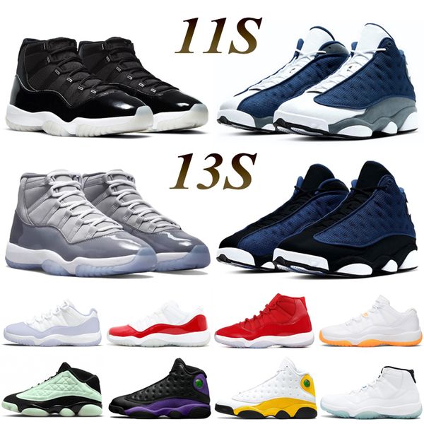 Chaussures de basket-ball pour hommes 11s Concord 45Bred Space Jam Navy Gum Court Purple Brave Blue 13s Baskets pour hommes et femmes Baskets 5.5-13