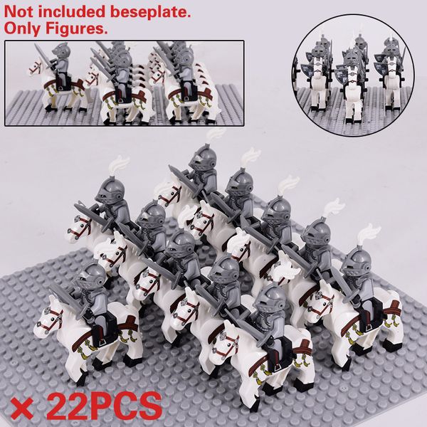 Ciudad animales Medieval Roma caballo comandante Spartan Knights MOC juguetes Castillo figura bloques de construcción ladrillos para niños regalo C1114