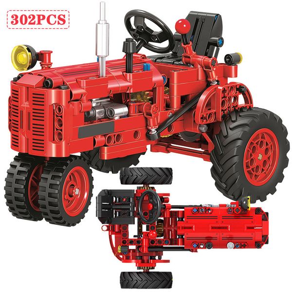 Ville classique tracteur marche tracteur modèle bloc de construction technique camion bricolage voiture briques lumières jouets pour garçons C1115