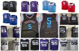 Edición ganada de la ciudad DeAaron 5 Fox camisetas de baloncesto 88 Queta Marvin 35 Bagley III Chris 4 Webber Jason 55 Williams Hombres cosidos S3951937