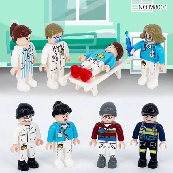 Ciudad Médico Médico Doctor Enfermera MOC 4.5cm Sin PlayMobil Brinquedos Figuras de construcción Mini juguete educativo para niños