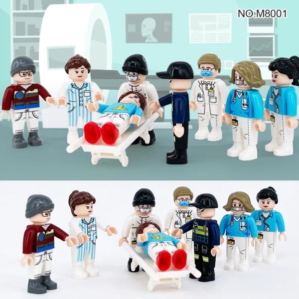 City Medical Staff Doctor Nurse Pack 4.5cm Playmobil Educational Creative Brick Building Mini Blocks Partes Kids Figuras Juguetes