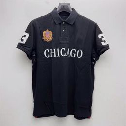 City hommes chemise debout décontracté mode ajustement à manches courtes broderie T-shirt S-5XL commerce extérieur robe d'été