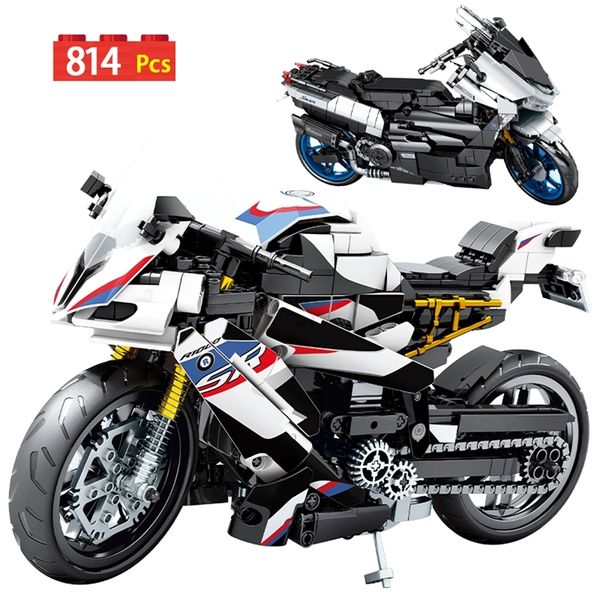 Ville Moto voiture modèle blocs de construction mécanique Moto MOC course Motobike véhicules briques jouets pour enfants cadeaux 220715