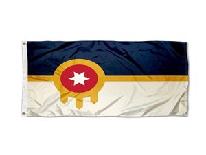 Stad van tulsa vlag 3x5 voet banner printen 100D polyester indoor buitenhangende decoratie vlag met messing doorvoertules 8283608