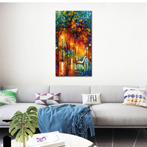 City Rhythms Wall Art on Canvas The Symphony of Light Pintura contemporánea hecha a mano para entrada