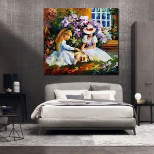 City Rhythms Wall Art op canvas Three Friends Handcrafted Contemporary Painting voor Entryway