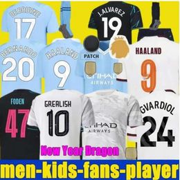 City Soccer Jerseys HAALAND DE BRUYNE 2023 2024 FODEN GREALISH MAHREZ Mans Villes Football Shirt BERNARDO PHILLIPS RODRIGO 23 24 YTIC NAM Homme Enfants Équipement