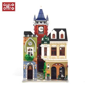 City Street View The Old Hotel Inn Public House Building Blocks Architecture Series Creator Bricks Speelgoed voor kinderen Geschenken Kinderen Q0624