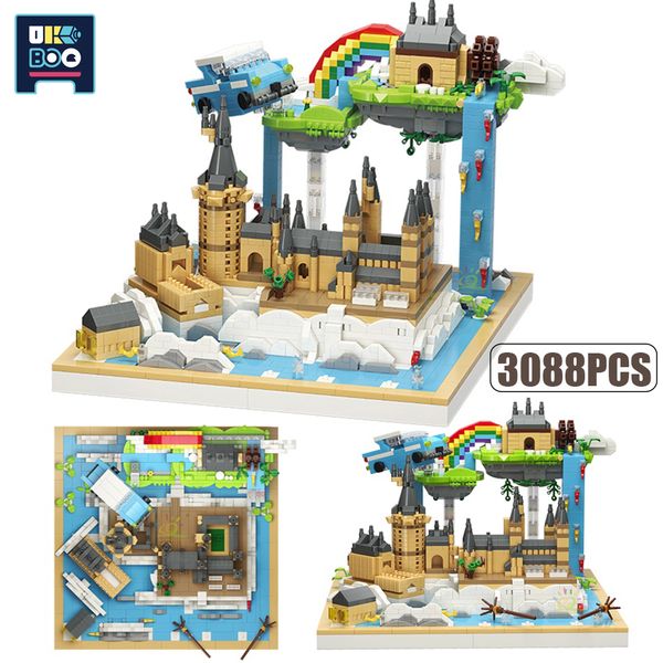 City Streetview sets scolaire Magic Castle Moc Blocing Bloc Mini modèle Architecture Assemble Bricks Toys for Children Gift