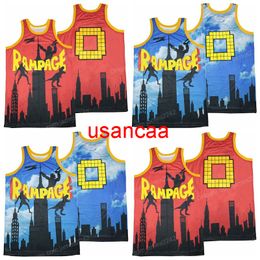 City The Video Game Retro 0 Rampage Basketball Jersey SKYLINE Rouge Bleu Tout Cousu Sport Respirant