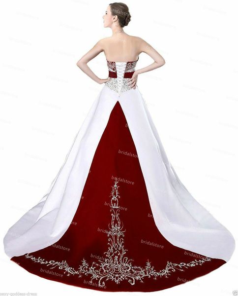 Vestido de novia gótico civil blanco púrpura con bordado Vintage Tallas grandes Satén País Boho Vestido de novia Verde Rojo Negro vestido d202J