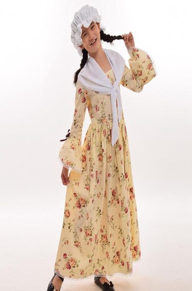 Vestido de la guerra civil para niñas, disfraz colonial para niñas, vestidos puritanos pioneros victorianos, sombrero blanco, minicapa, traje de recreación 1018433