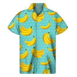 CHFC Camisas casuales para hombres Banana 3D Camisa impresa Hombres Vacaciones de verano Patrón de mangas cortas Camisas Hawaianas Botón Aloha Blusa 240424