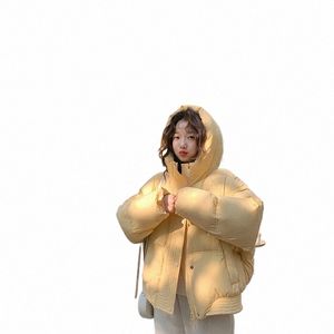 cjfhje capuche courte Parkas femmes Streetwear recadrée manteaux coréen épais chaud bouffant veste hiver Cott vêtements d'extérieur rembourrés nouveau R07e #