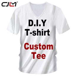 CJLM 3D Print Diy Custom Design V-hals T-shirt Hip Hop Streetwear Zip Sweatshirt Drop Shipper Groothandelaars Leveranciers Drop Shipper 220619