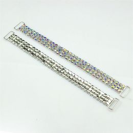 CJSIR 10 pcs 3 RANGÉES Plein Cristal AB Strass Bikini Connecteurs Boucle Chaîne En Métal Argenté Pour Vêtements De Natation Bikini Décoration Decor233q